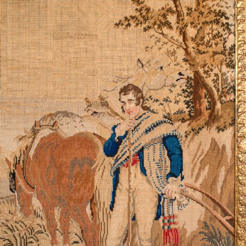 ANTIQUE FRAME TAPESTRY CONTINENTAL NEEDLEPOINT GILTWOOD PANEL VICTORIAN - ADDITIONAL PHOTO 5