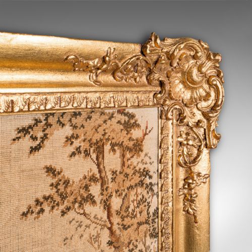 ANTIQUE FRAME TAPESTRY CONTINENTAL NEEDLEPOINT GILTWOOD PANEL VICTORIAN - ADDITIONAL PHOTO 6