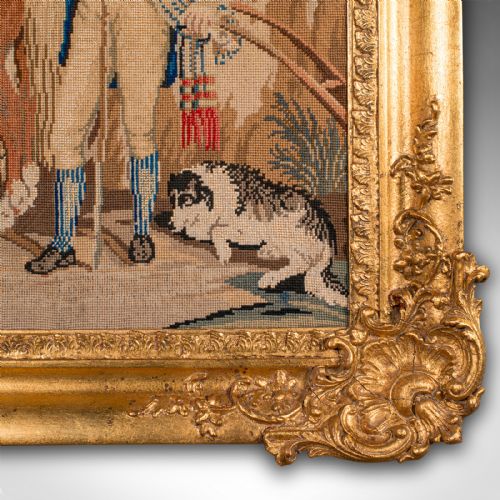 ANTIQUE FRAME TAPESTRY CONTINENTAL NEEDLEPOINT GILTWOOD PANEL VICTORIAN - ADDITIONAL PHOTO 8