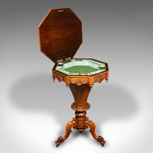 Antique Trumpet Sewing Table, English, Ladies Work Table, Early Victorian, 1840