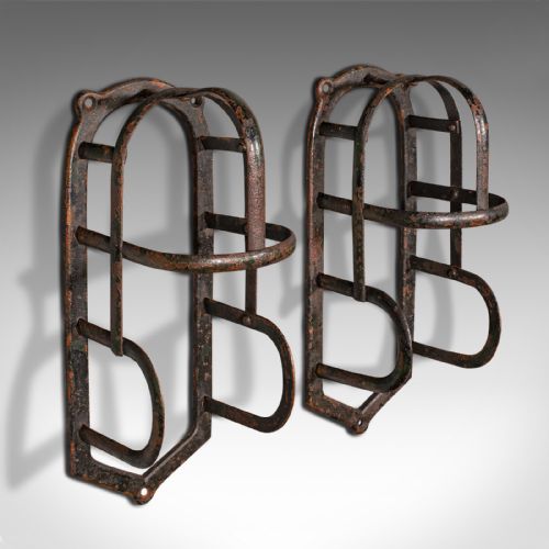 Pair of Antique Equestrian Tack Rests, English Iron, Stables, Outdoor, Victorian