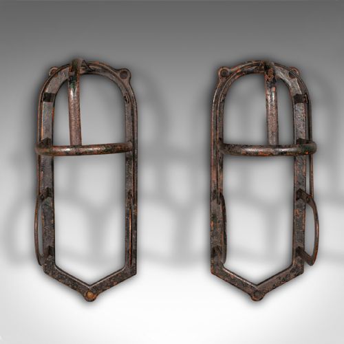 fig 1. Pair Of Antique Equestrian Tack Rests, English Iron, Stables, Outdoor, Victorian