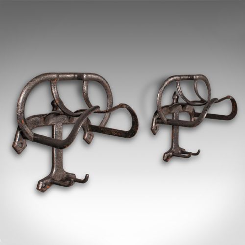 Pair of Antique Saddle Racks, English, Stables, Equestrian Tack Rest, Victorian