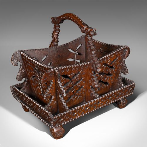ANTIQUE TRUFFLE COLLECTING TRUG GERMAN OAK BASKET BLACK FOREST VICTORIAN - ADDITIONAL PHOTO 1