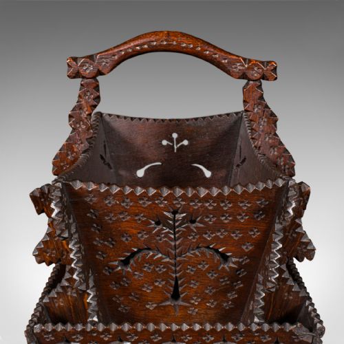 ANTIQUE TRUFFLE COLLECTING TRUG GERMAN OAK BASKET BLACK FOREST VICTORIAN - ADDITIONAL PHOTO 7