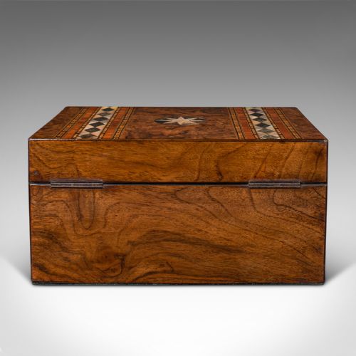 fig 4. Antique Ladies Utility Box, English, Burr Walnut, Writing Slope, Sewing, Regency