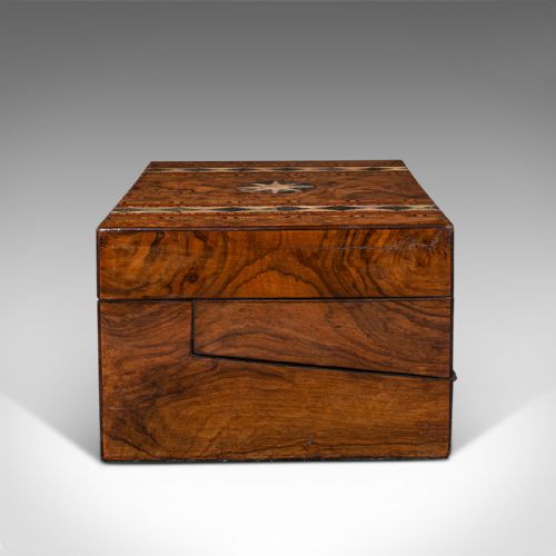 fig 5. Antique Ladies Utility Box, English, Burr Walnut, Writing Slope, Sewing, Regency