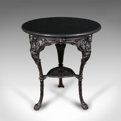 fig 1. Antique Britannia Table, English, Cast Iron, Marble, Wine, Side, Victorian, 1850