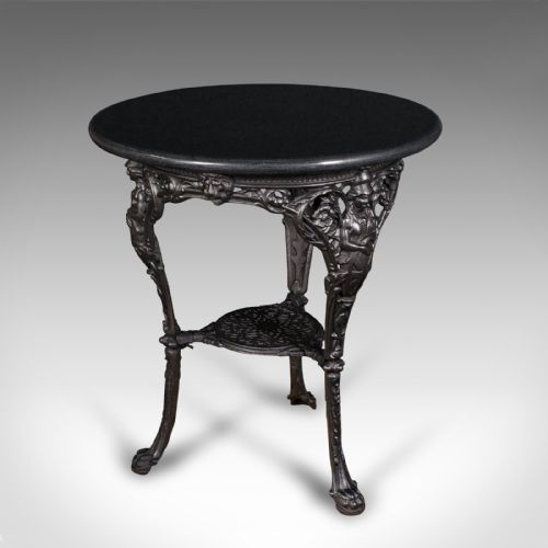 fig 2. Antique Britannia Table, English, Cast Iron, Marble, Wine, Side, Victorian, 1850