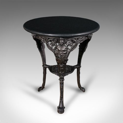 fig 3. Antique Britannia Table, English, Cast Iron, Marble, Wine, Side, Victorian, 1850