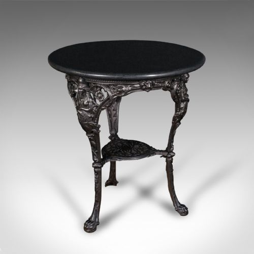 fig 4. Antique Britannia Table, English, Cast Iron, Marble, Wine, Side, Victorian, 1850