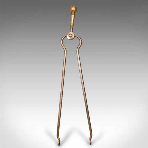 fig 3. Antique Set Of Fireside Tools, English, Brass, Shovel, Poker, Tongs, Georgian