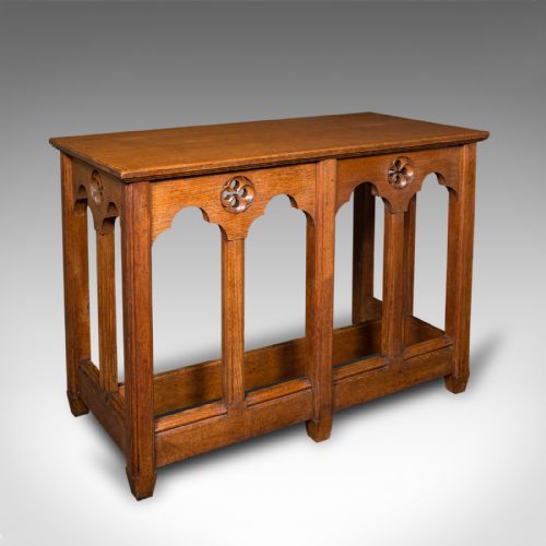 Antique Ecclesiastical Side Table, Scottish Oak, Hall, Gothic Revival, Victorian