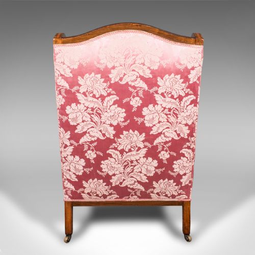 fig 5. Antique Wing Back Chair, English, Silk Cotton, Morning Room Armchair, Edwardian
