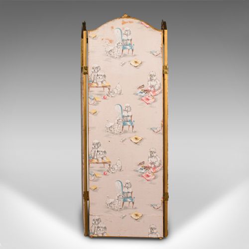 fig 3. Antique 3 Panel Dressing Screen, French, Giltwood, Room Divider, Victorian, 1900