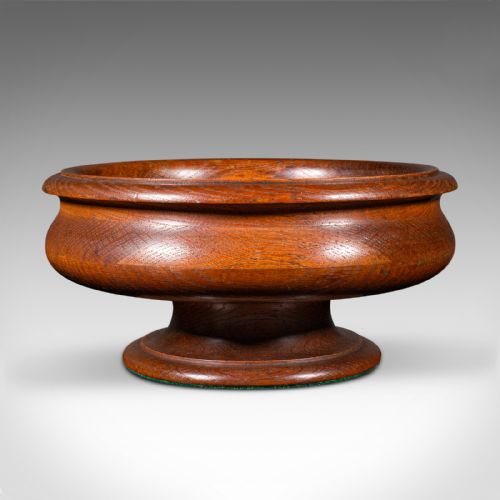 ANTIQUE FRUIT BOWL ENGLISH TURNED OAK DISPLAY DISH ARTS CRAFTS VICTORIAN - ADDITIONAL PHOTO 1