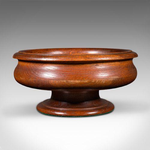 ANTIQUE FRUIT BOWL ENGLISH TURNED OAK DISPLAY DISH ARTS CRAFTS VICTORIAN - ADDITIONAL PHOTO 2