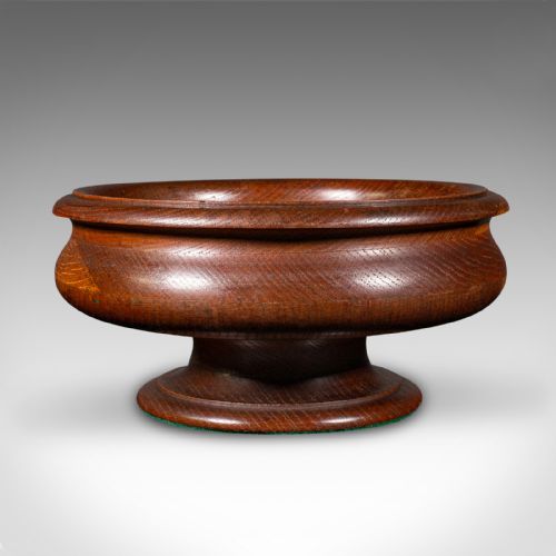 ANTIQUE FRUIT BOWL ENGLISH TURNED OAK DISPLAY DISH ARTS CRAFTS VICTORIAN - ADDITIONAL PHOTO 3