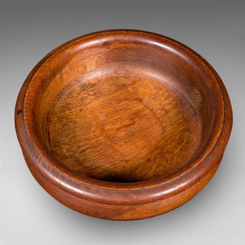 ANTIQUE FRUIT BOWL ENGLISH TURNED OAK DISPLAY DISH ARTS CRAFTS VICTORIAN - ADDITIONAL PHOTO 4