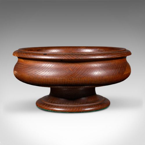 ANTIQUE FRUIT BOWL ENGLISH TURNED OAK DISPLAY DISH ARTS CRAFTS VICTORIAN - ADDITIONAL PHOTO 5