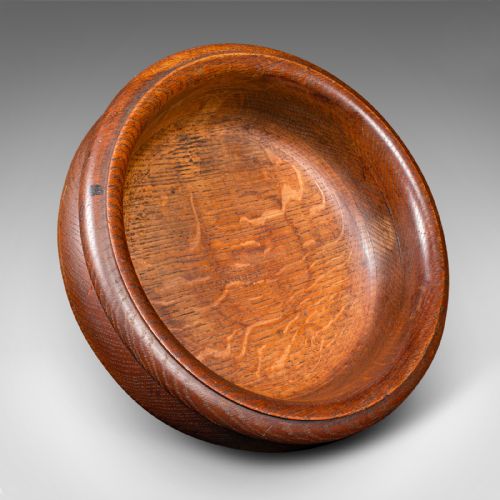 ANTIQUE FRUIT BOWL ENGLISH TURNED OAK DISPLAY DISH ARTS CRAFTS VICTORIAN - ADDITIONAL PHOTO 6