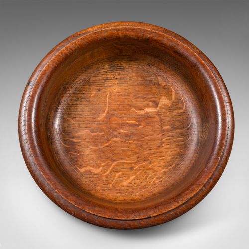 ANTIQUE FRUIT BOWL ENGLISH TURNED OAK DISPLAY DISH ARTS CRAFTS VICTORIAN - ADDITIONAL PHOTO 7