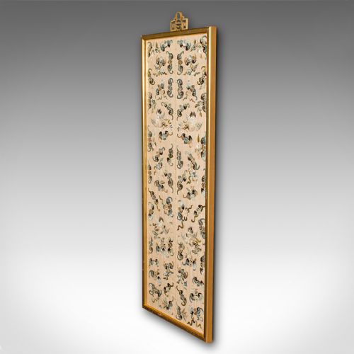 fig 2. Antique Decorative Panel, Chinese, Framed, Silk Cotton, Embroidered, Victorian