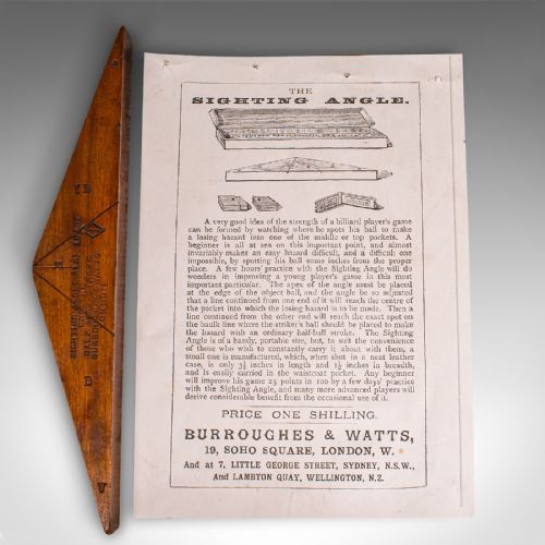 Antique Billiards Sighting Angle, English, Burroughes & Watts, Victorian, C.1880