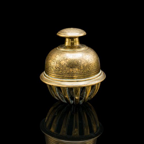 fig 3. Small Antique Temple Bell, Oriental, Brass Tea Calling Chime, Early 20th Century
