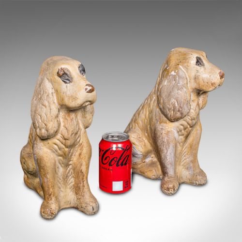 PAIR OF ANTIQUE COCKER SPANIEL FIGURES ENGLISH PLASTER DOORSTOPS EDWARDIAN - ADDITIONAL PHOTO 11