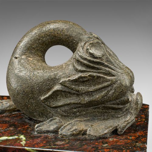 ANTIQUE SERPENTINE PAPERWEIGHT CHINESE SOAPSTONE MARBLE DESKTOP VICTORIAN - ADDITIONAL PHOTO 8
