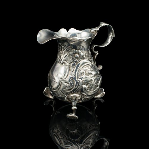 Small Antique Milk Pouring Jug, English, Silver, Breakfast Creamer, Georgian