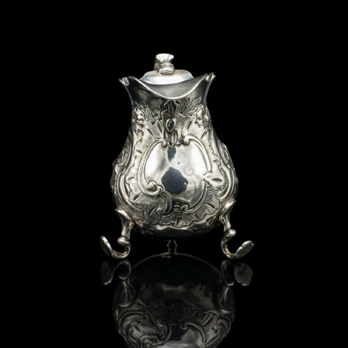 fig 3. Small Antique Milk Pouring Jug, English, Silver, Breakfast Creamer, Georgian