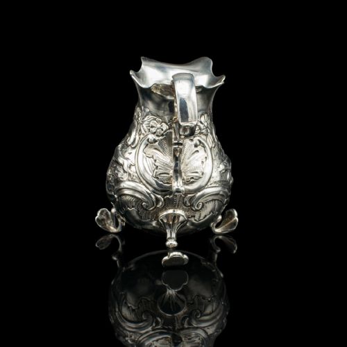fig 4. Small Antique Milk Pouring Jug, English, Silver, Breakfast Creamer, Georgian