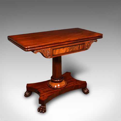 Antique Fold Over Tea Table, English, Occasional, Games, 2-4 Seater, William IV