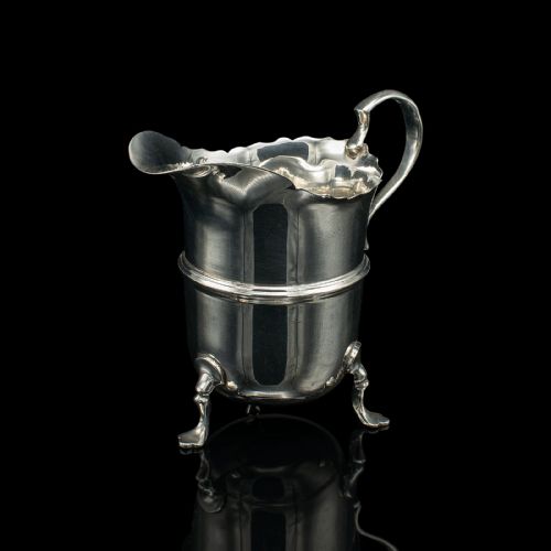 fig 1. Small Antique Cream Jug, English, Sterling Silver, Milk Pourer, Hallmarked 1919