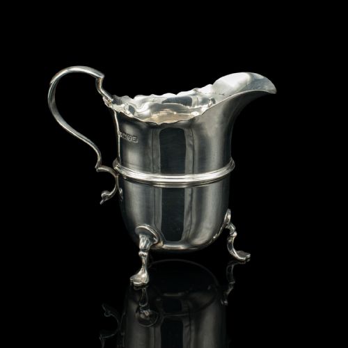 fig 2. Small Antique Cream Jug, English, Sterling Silver, Milk Pourer, Hallmarked 1919
