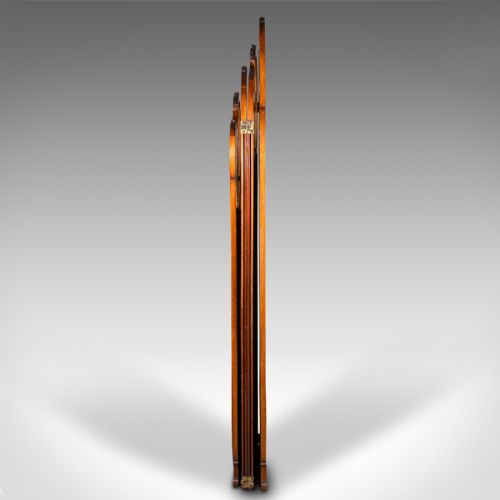 6' 6'' TALL ANTIQUE PRIVACY SCREEN FRENCH WALNUT GLASS ART NOUVEAU VICTORIAN - ADDITIONAL PHOTO 4