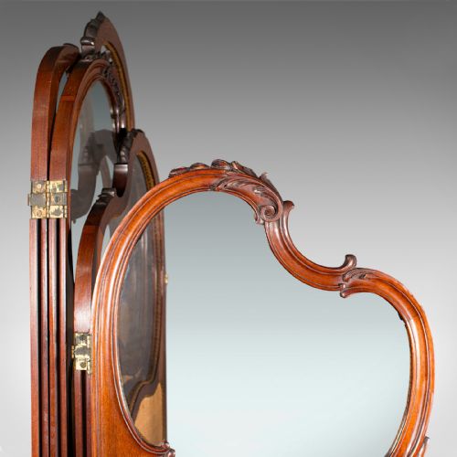 6' 6'' TALL ANTIQUE PRIVACY SCREEN FRENCH WALNUT GLASS ART NOUVEAU VICTORIAN - ADDITIONAL PHOTO 6