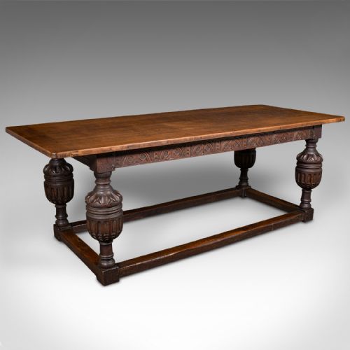 Large Antique Refectory Table, Scottish, Oak, 6-8 Seat, Gothic Taste, Victorian