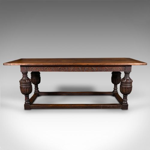 fig 1. Large Antique Refectory Table, Scottish, Oak, 6-8 Seat, Gothic Taste, Victorian