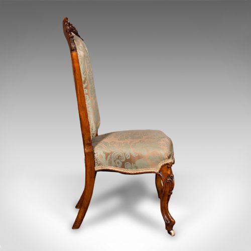 ANTIQUE DRAWING ROOM CHAIR ENGLISH WALNUT LADIES SIDE SEAT EARLY VICTORIAN - ADDITIONAL PHOTO 2