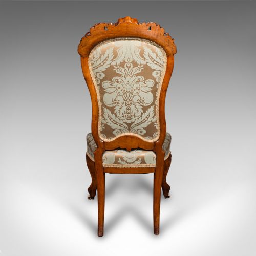 ANTIQUE DRAWING ROOM CHAIR ENGLISH WALNUT LADIES SIDE SEAT EARLY VICTORIAN - ADDITIONAL PHOTO 4