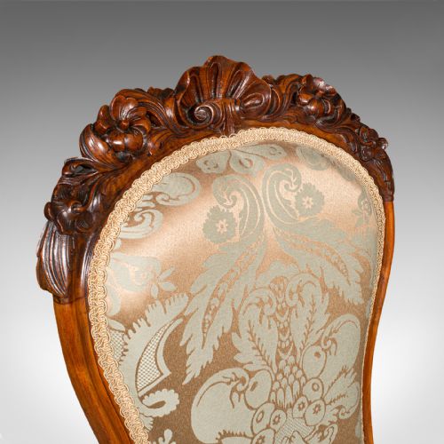 ANTIQUE DRAWING ROOM CHAIR ENGLISH WALNUT LADIES SIDE SEAT EARLY VICTORIAN - ADDITIONAL PHOTO 6