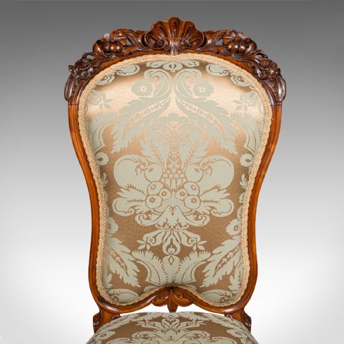 ANTIQUE DRAWING ROOM CHAIR ENGLISH WALNUT LADIES SIDE SEAT EARLY VICTORIAN - ADDITIONAL PHOTO 7