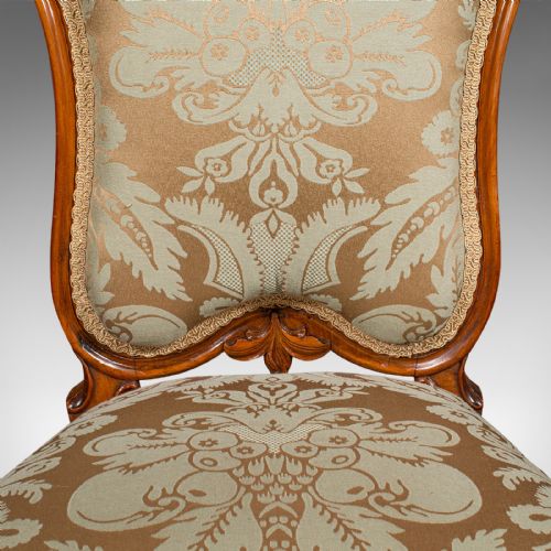 ANTIQUE DRAWING ROOM CHAIR ENGLISH WALNUT LADIES SIDE SEAT EARLY VICTORIAN - ADDITIONAL PHOTO 8