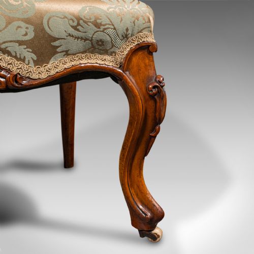 ANTIQUE DRAWING ROOM CHAIR ENGLISH WALNUT LADIES SIDE SEAT EARLY VICTORIAN - ADDITIONAL PHOTO 10
