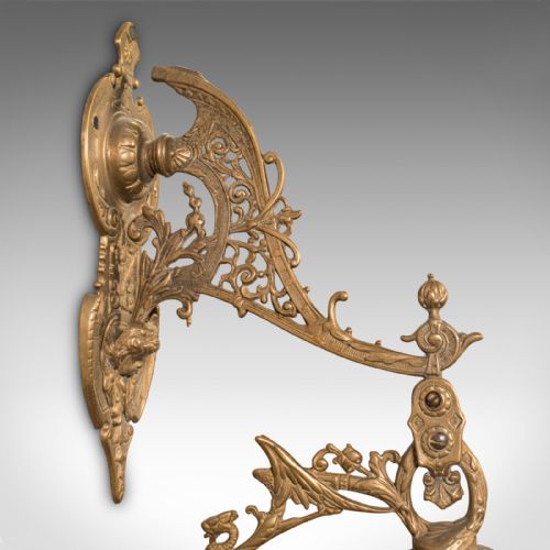 fig 3. Antique School Bell, Continental, Brass, Wall Mounted Chime, Ornate, Victorian