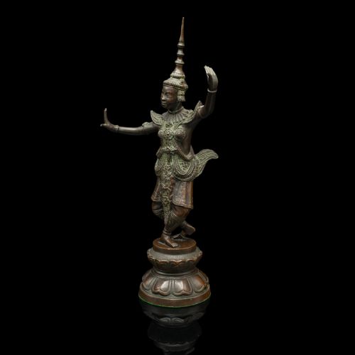 fig 2. Antique Siamese Dancer Statue, Thai, Bronze Deity Figure, Victorian, Circa 1850
