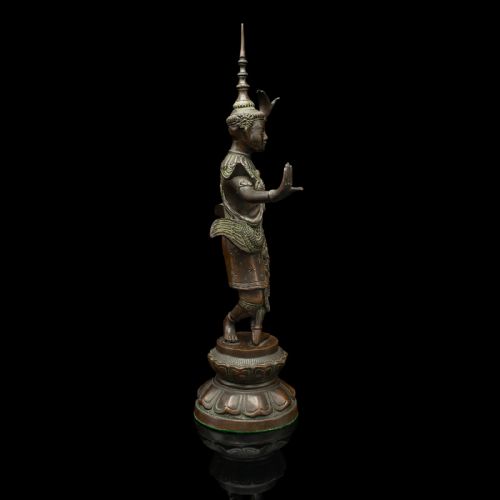 fig 3. Antique Siamese Dancer Statue, Thai, Bronze Deity Figure, Victorian, Circa 1850